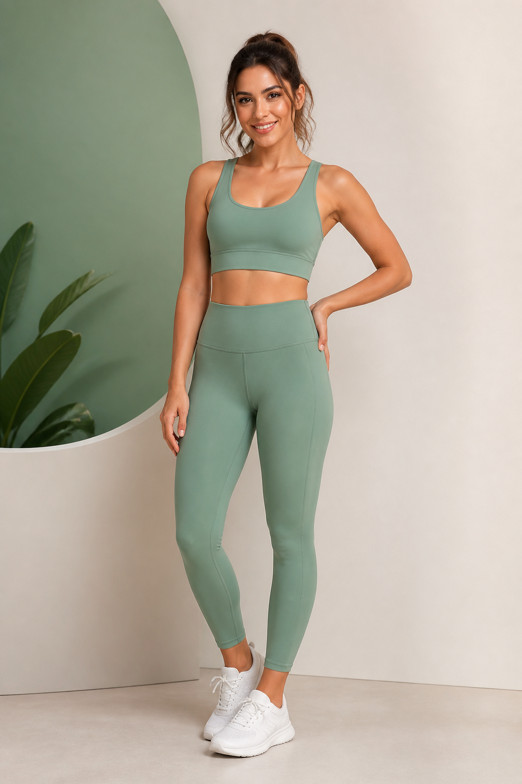 Mulher usando conjunto fitness da Bella Fitness